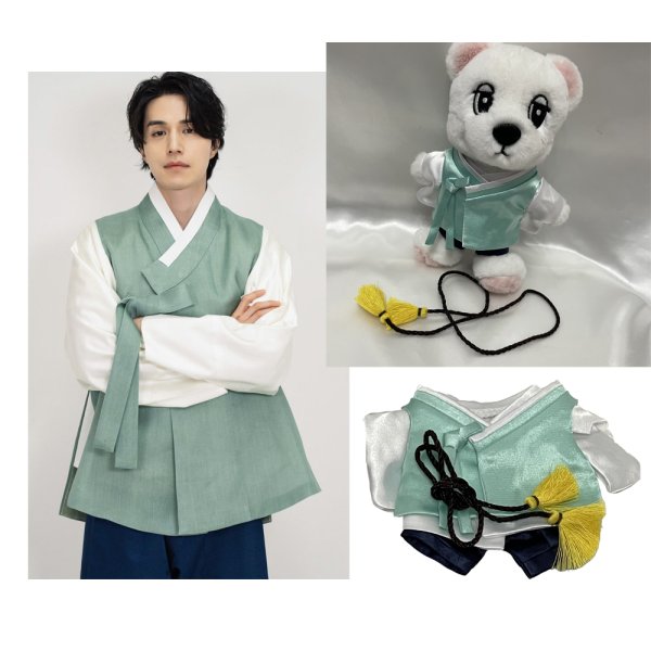 画像1: 【ご予約】15/ウクドンに！韓服 グリーン イドンウク着用風 006 (1)