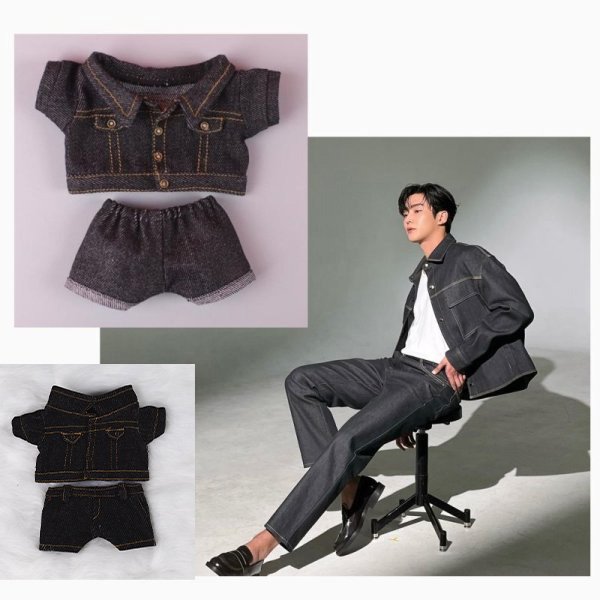 画像1: 20/ロウン着用風デニムセットアップ黒系037 (1)