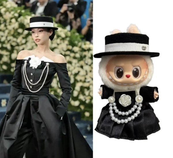 画像1: Labubu サイズ / BLACKPINK JENNIE着用 風お洋服セット 009 (1)