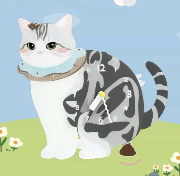 画像1: ネコがうんちしている時計 005 ねこ 猫 (1)