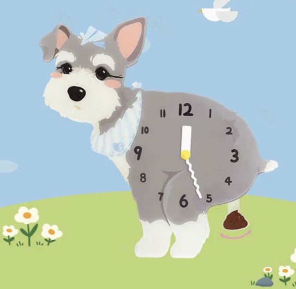 画像1: 犬がうんちしている時計 004 (1)